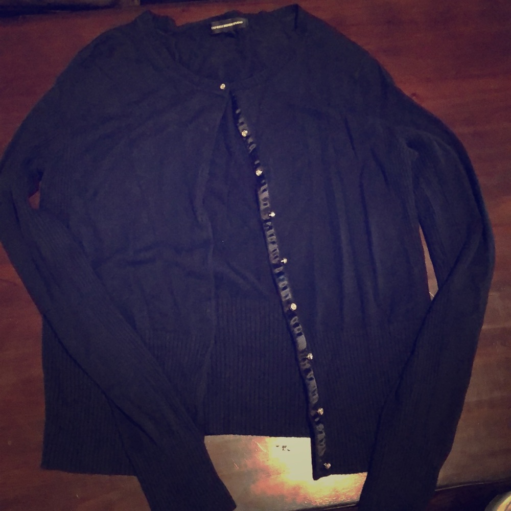 Express black cardigan in large diamond buttons
